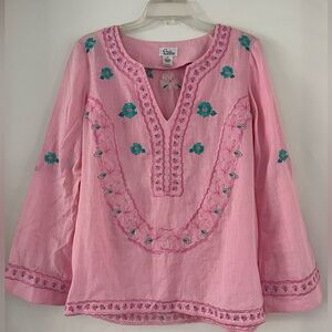 EUC Lilly Pulitzer pink linen embroidered tunic XS  S M